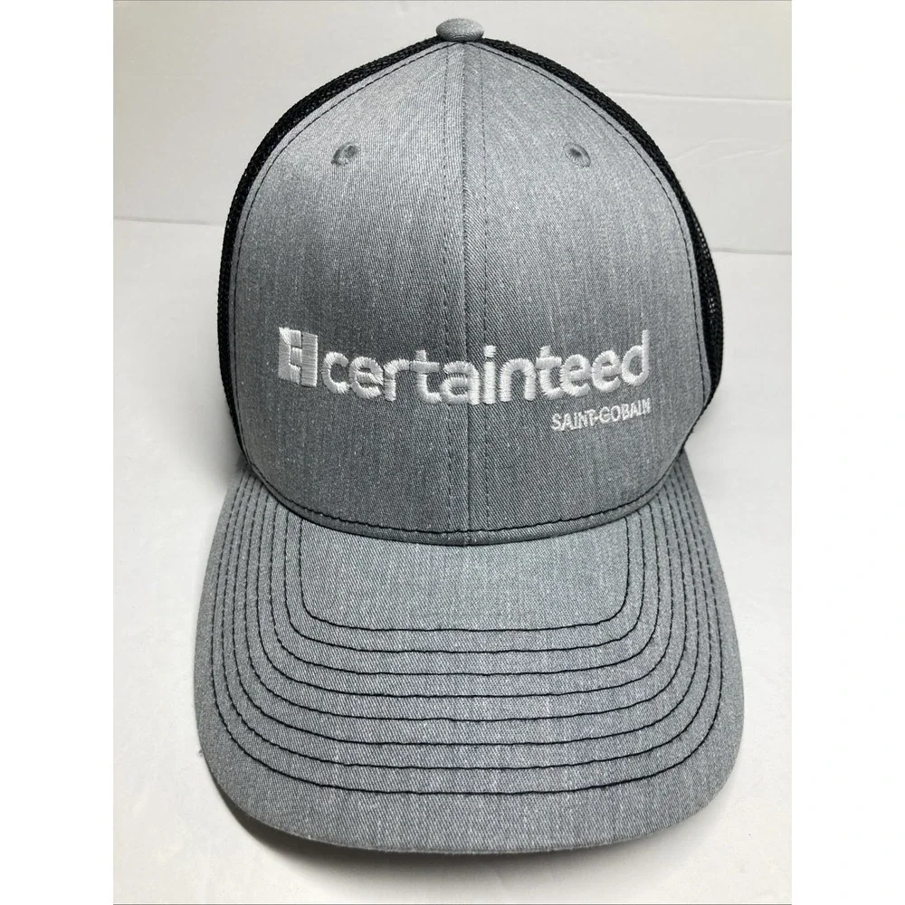 Certainties Saint-Gobain Cap Hat Gray Black Adult Adjustable Mesh SnapBack‎